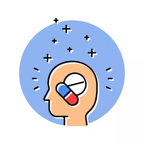 dessin tête cerveau et psychotropes 